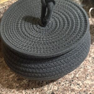 Dark Gray Woven Basket with Lid